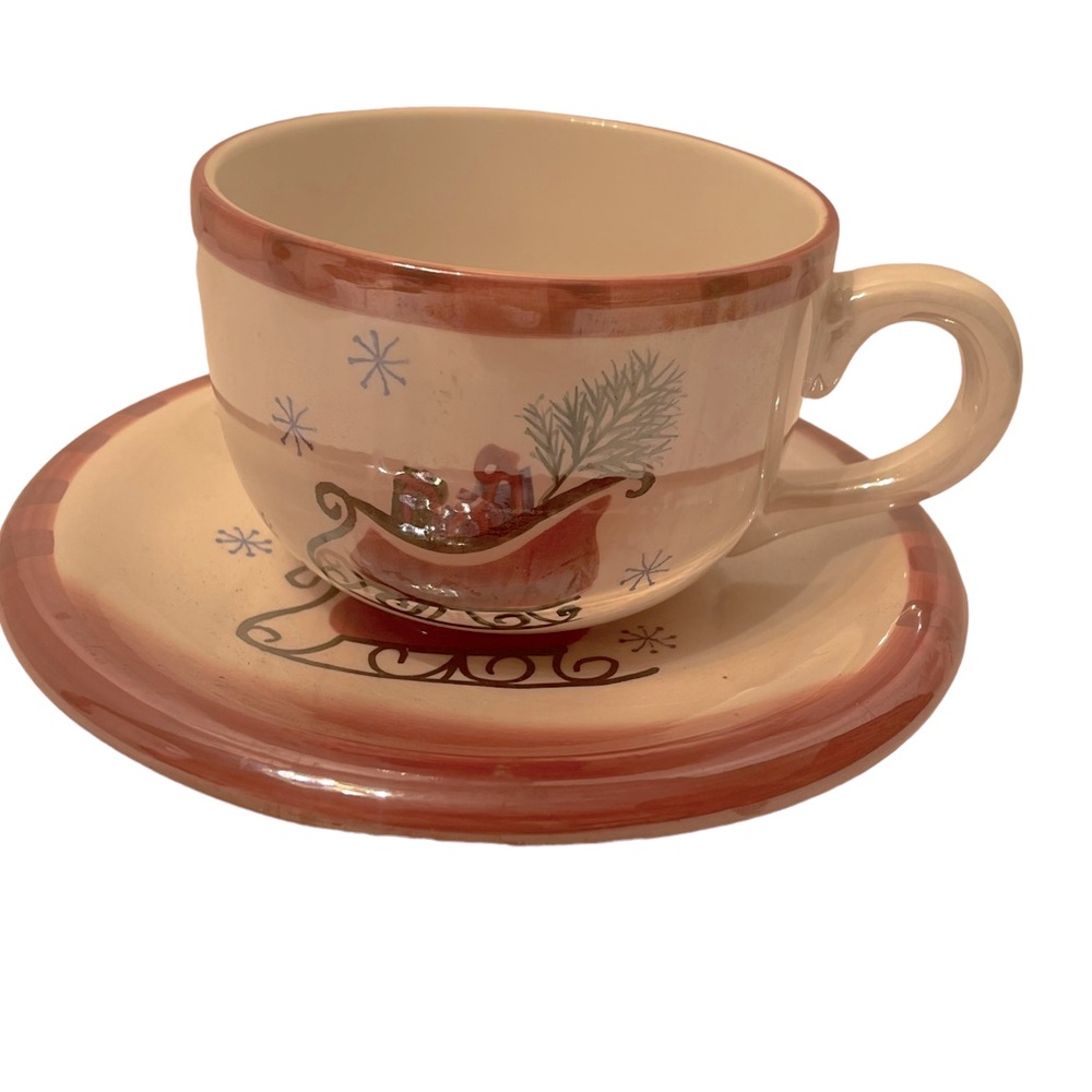 Royal Seasons Sleigh Mug and Plate Set Ceramic Glaze  NWOT